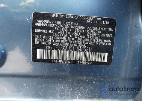 2020 Subaru Forester Limited z USA, uszkodzony, nr VIN JF2SKAUC1LH465214